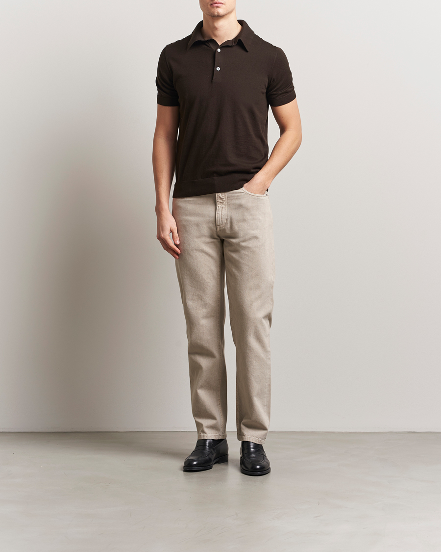 Heren | Broeken | Zegna | 5-Pocket Marbled Denim Pants Beige