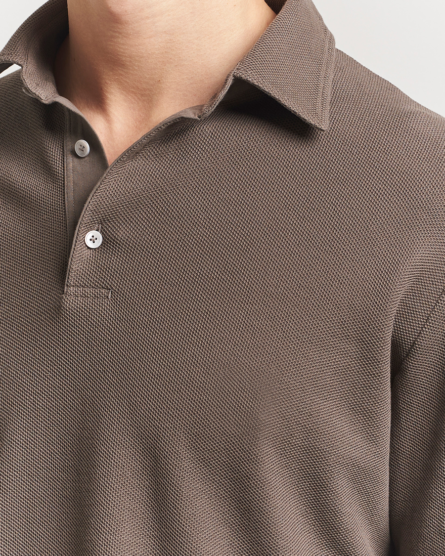 Heren | Truien | Zegna | Cotton Piquet Long Sleeve Polo Brown
