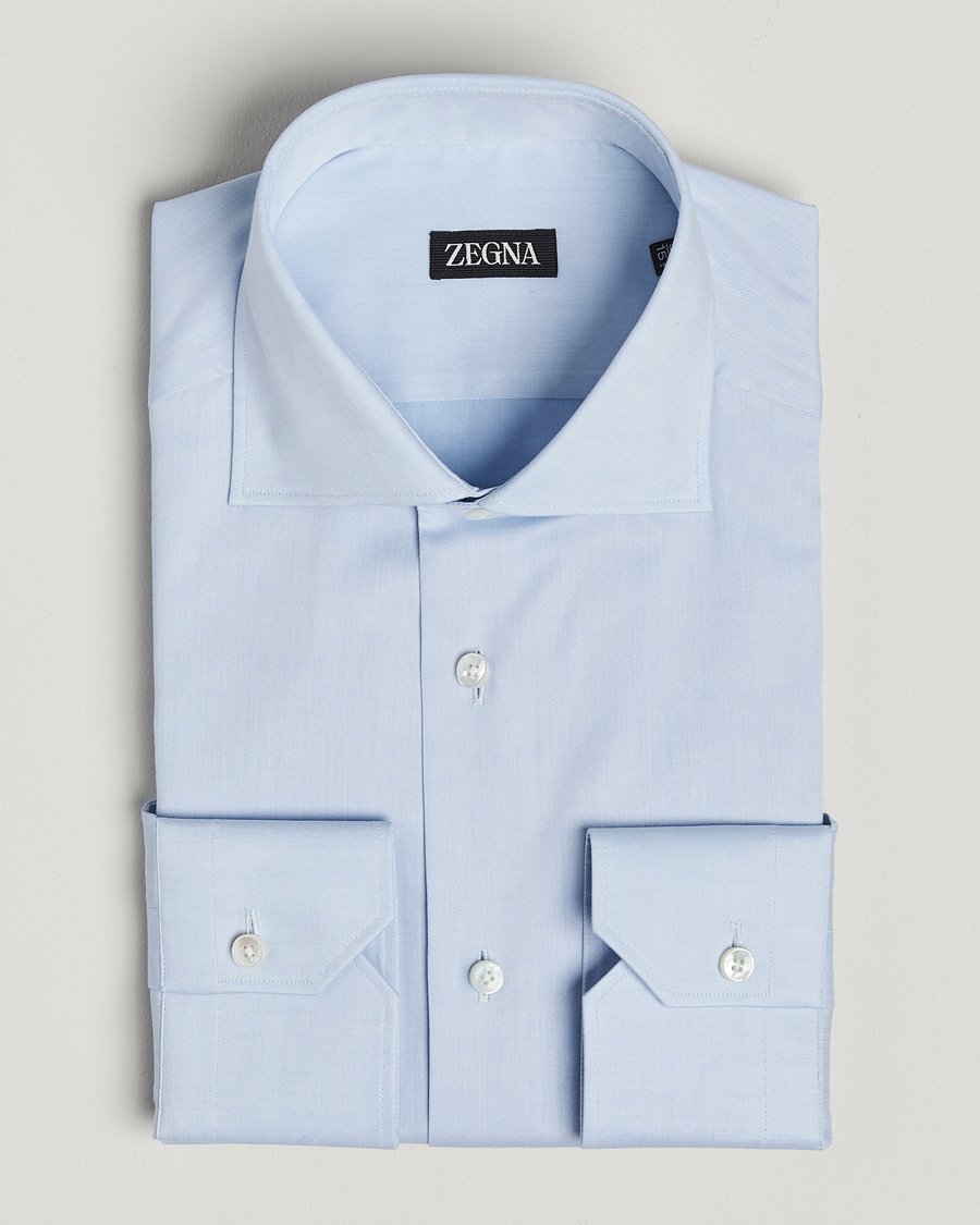 Heren | Overhemden | Zegna | Slim Fit Cotton Dress Shirt Light Blue