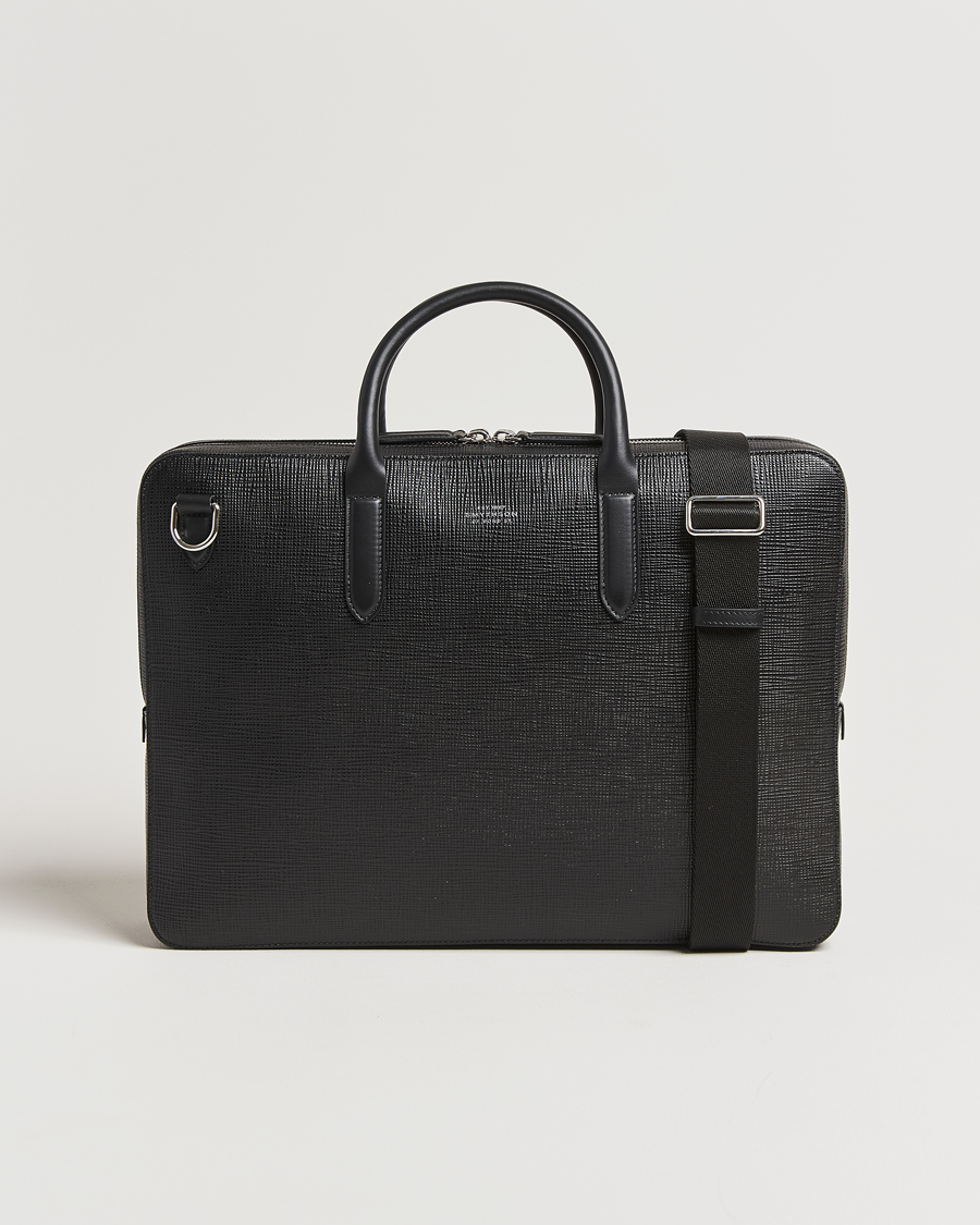 Heren | Tassen | Smythson | Panama Large Lightweight Briefcase Black