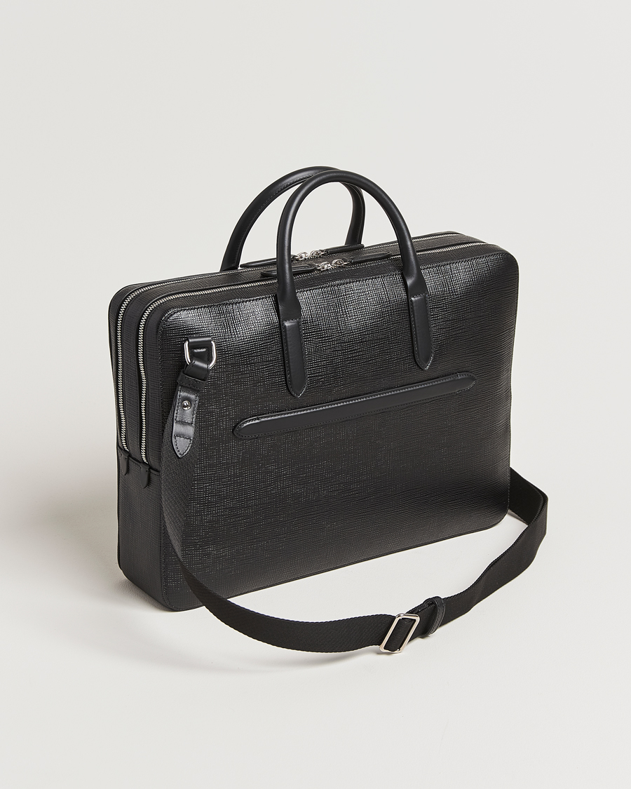 Heren | Tassen | Smythson | Panama Large Lightweight Briefcase Black