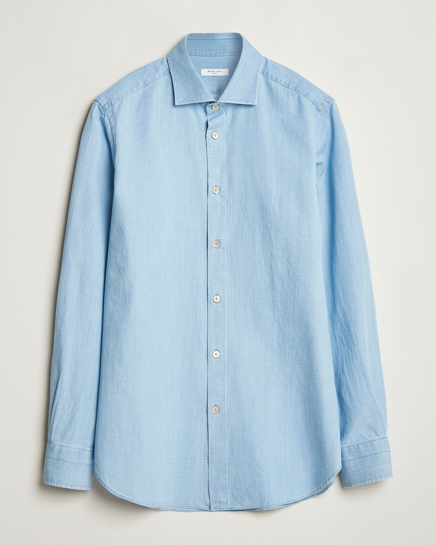 Heren | Overhemden | Boglioli | Chambray Shirt Light Blue