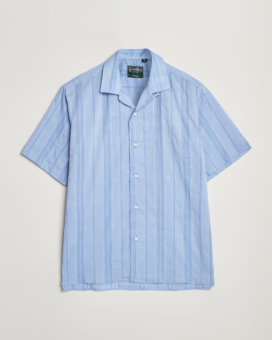 Heren | Overhemden | Gitman Vintage | Japanese Dobby Camp Shirt Light Blue