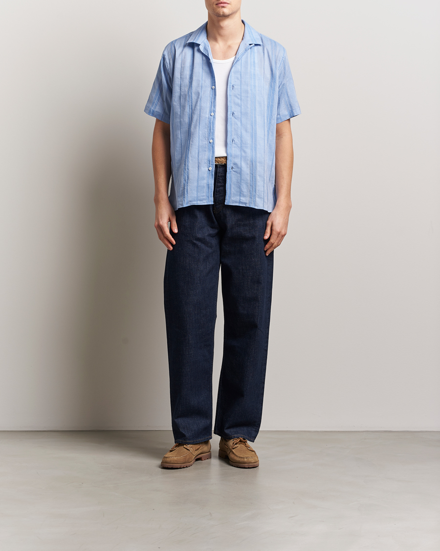 Heren | Overhemden | Gitman Vintage | Japanese Dobby Camp Shirt Light Blue