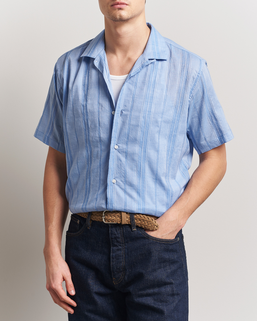 Heren | Overhemden | Gitman Vintage | Japanese Dobby Camp Shirt Light Blue