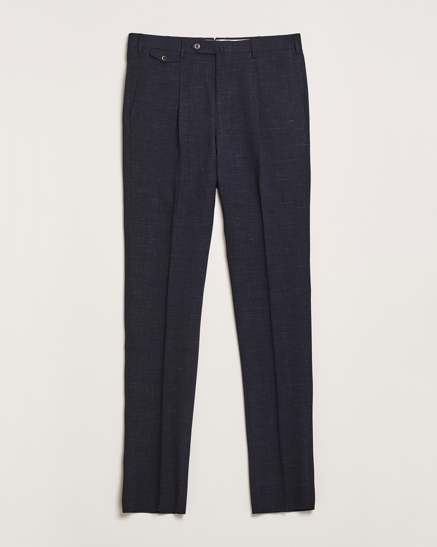 Heren | Broeken | PT01 | Gentleman Fit Wool/Linen Trousers Navy