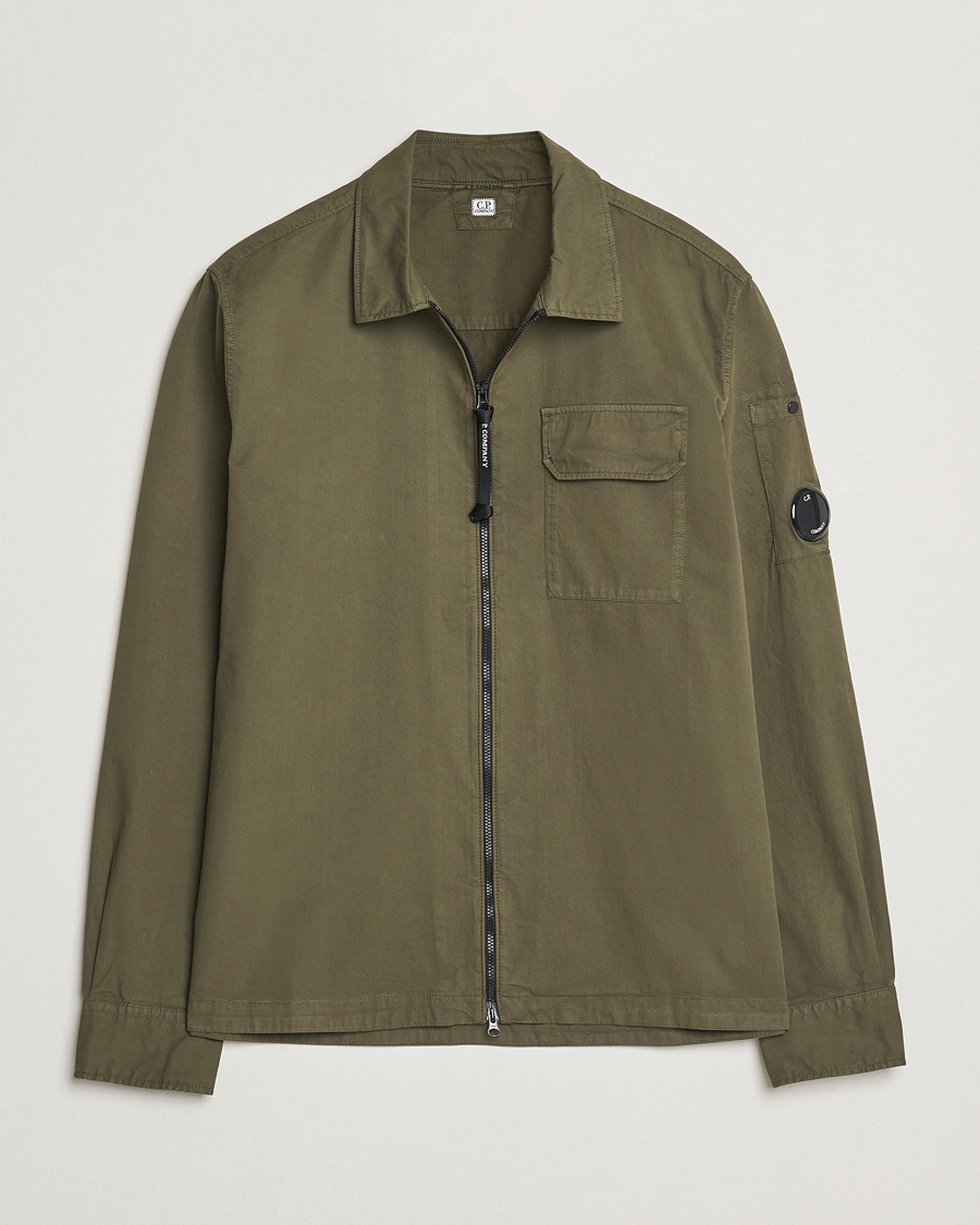 Heren | Overhemden | C.P. Company | Garment Dyed Gabardine Zip Shirt Jacket Olive