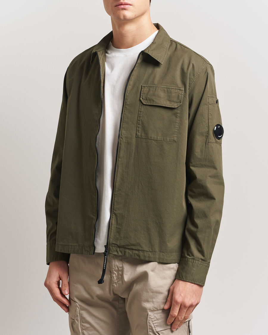 Heren | Overhemden | C.P. Company | Garment Dyed Gabardine Zip Shirt Jacket Olive