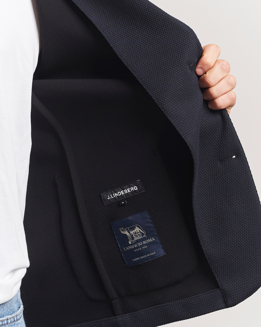 Heren | Blazers | J.Lindeberg | Calvon 3D Piquet Blazer Navy