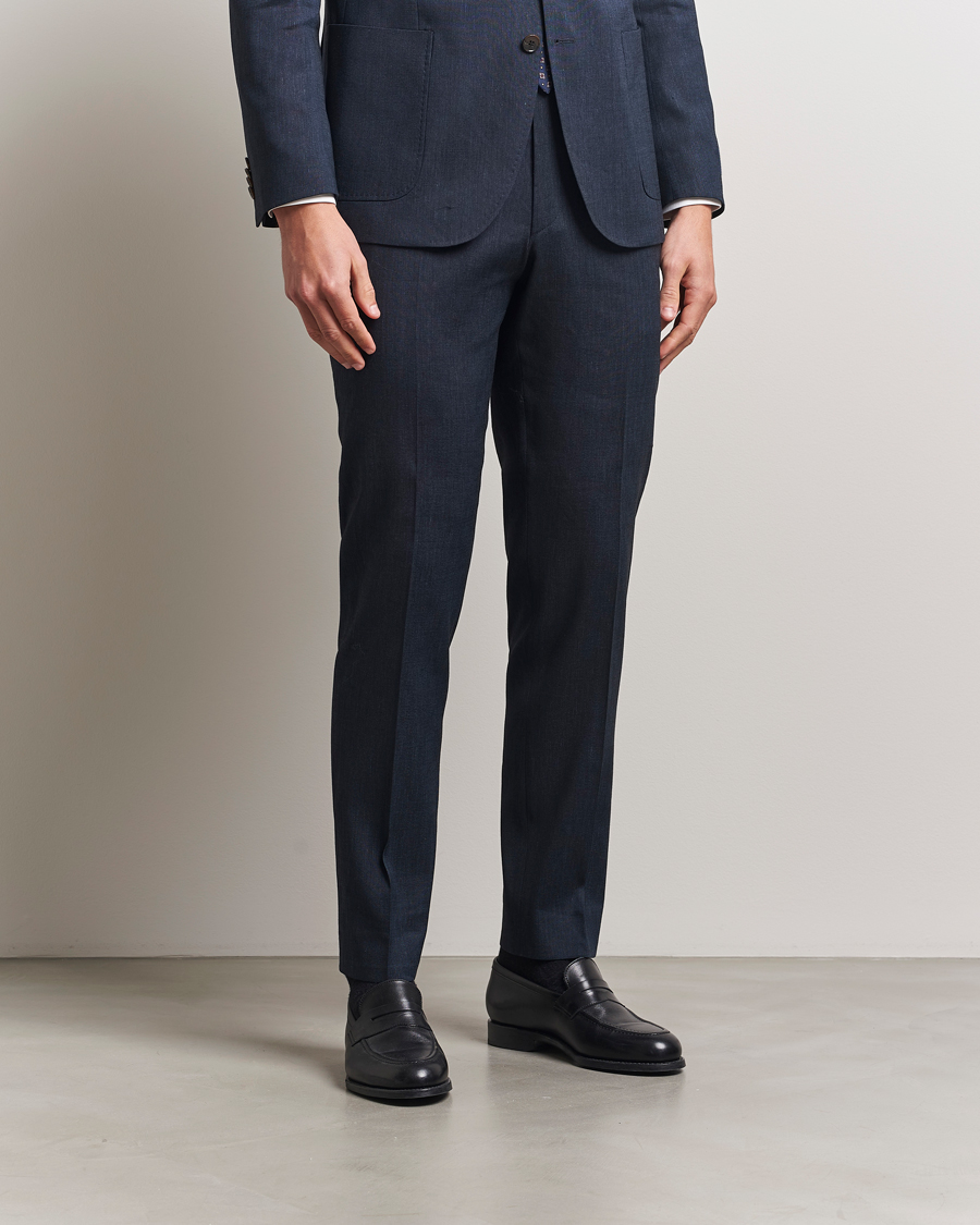 Heren | Broeken | Morris | Heritage Linen Suit Trousers Navy