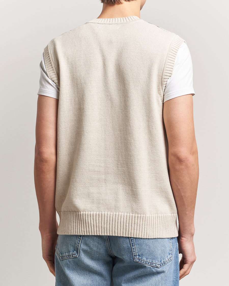 Heren | Truien | Palmes | Argyle Knitted Vest Off White