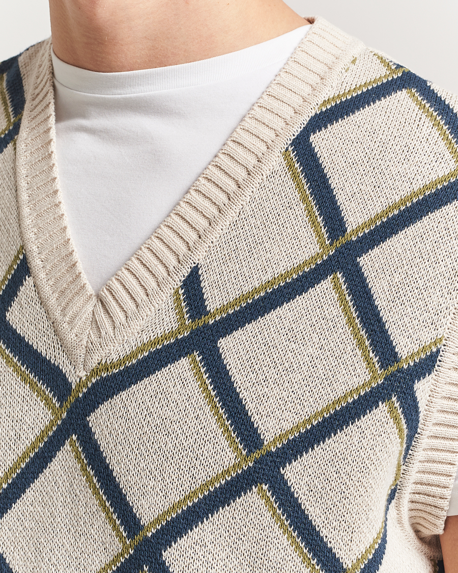 Heren | Truien | Palmes | Argyle Knitted Vest Off White
