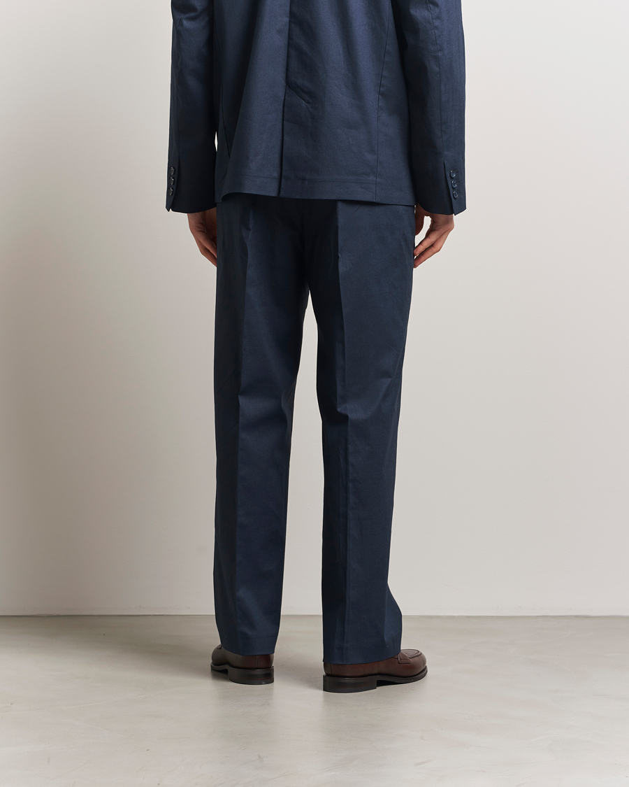 Heren | Broeken | Palmes | Pleated Linen Trousers Navy