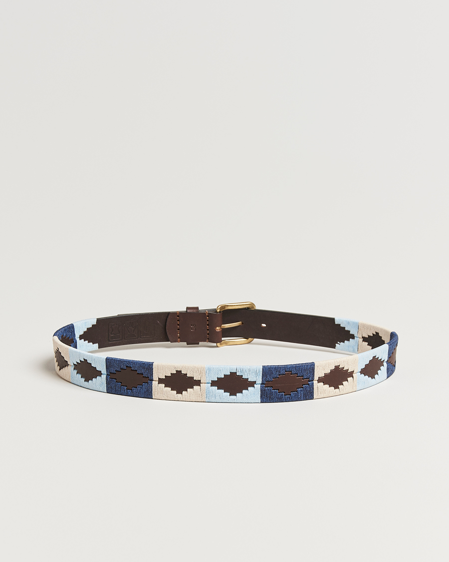 Heren | Riemen | Pampeano | Sereno Hand Stitched Classic Leather Belt 3,5cm Blue