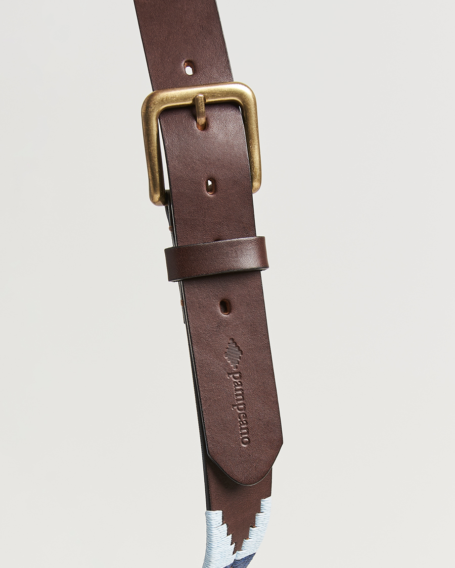 Heren | Riemen | Pampeano | Sereno Hand Stitched Classic Leather Belt 3,5cm Blue