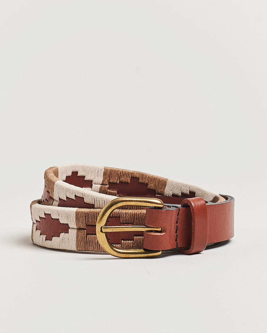 Heren | Riemen | Pampeano | Skinny Hand Stitched Leather Belt 2,5cm Brown