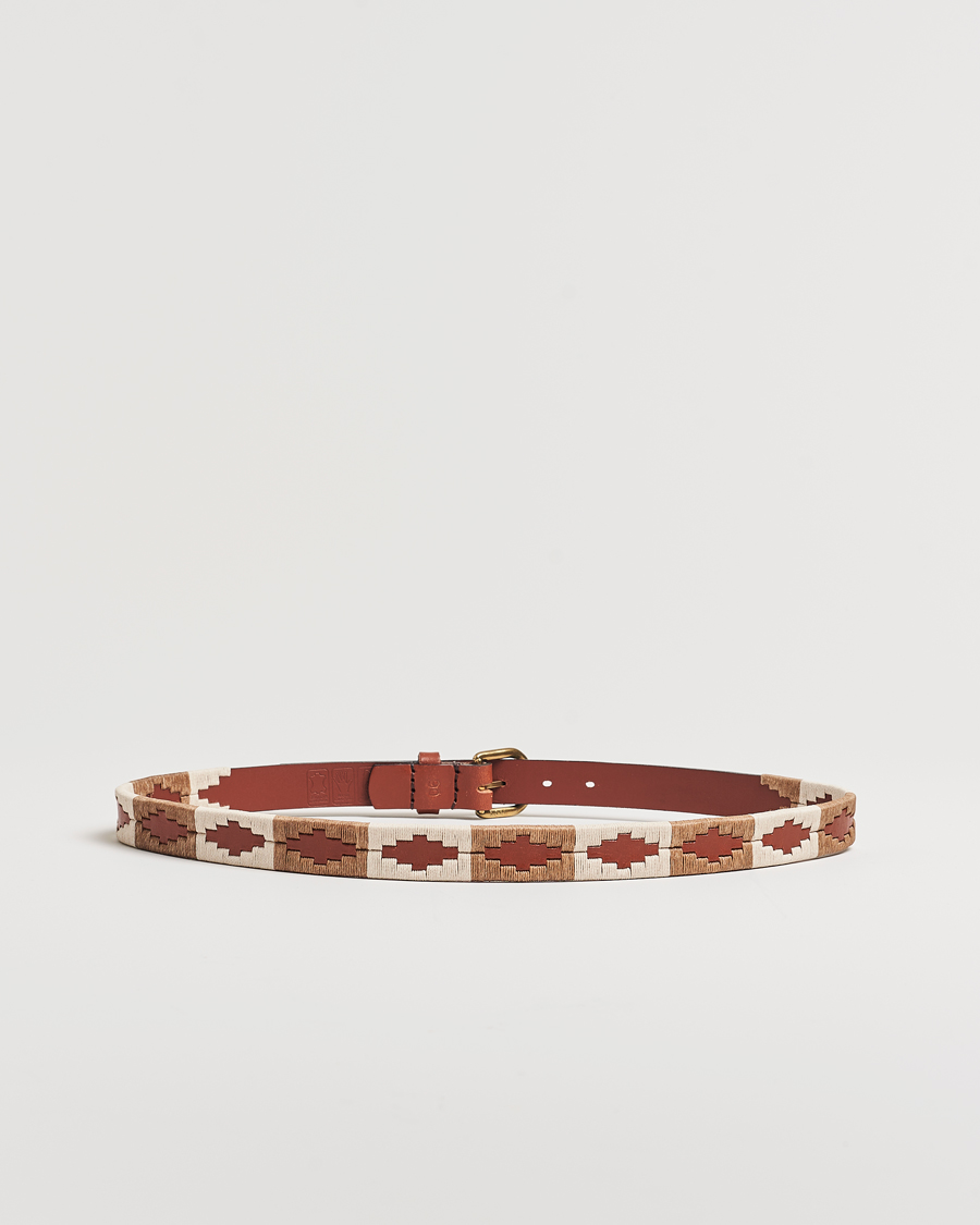 Heren | Riemen | Pampeano | Skinny Hand Stitched Leather Belt 2,5cm Brown