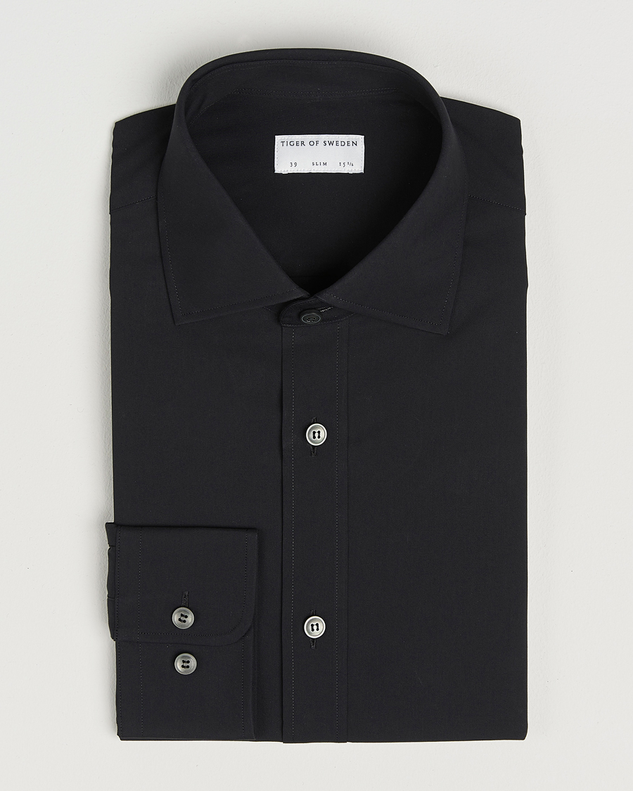 Heren | Overhemden | Tiger of Sweden | Adley Slim Fit Cut Away Shirt Black