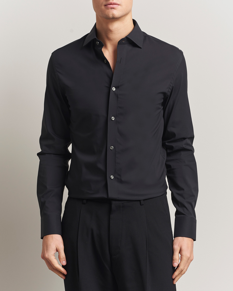 Heren | Overhemden | Tiger of Sweden | Adley Slim Fit Cut Away Shirt Black