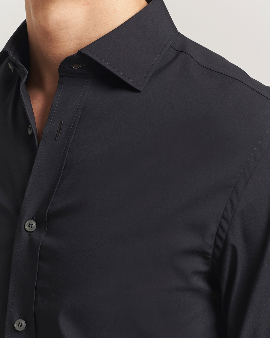 Heren | Overhemden | Tiger of Sweden | Adley Slim Fit Cut Away Shirt Black