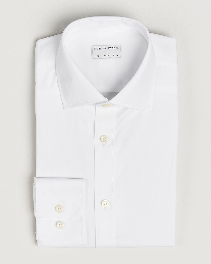 Heren | Overhemden | Tiger of Sweden | Adley Slim Fit Cut Away Shirt White