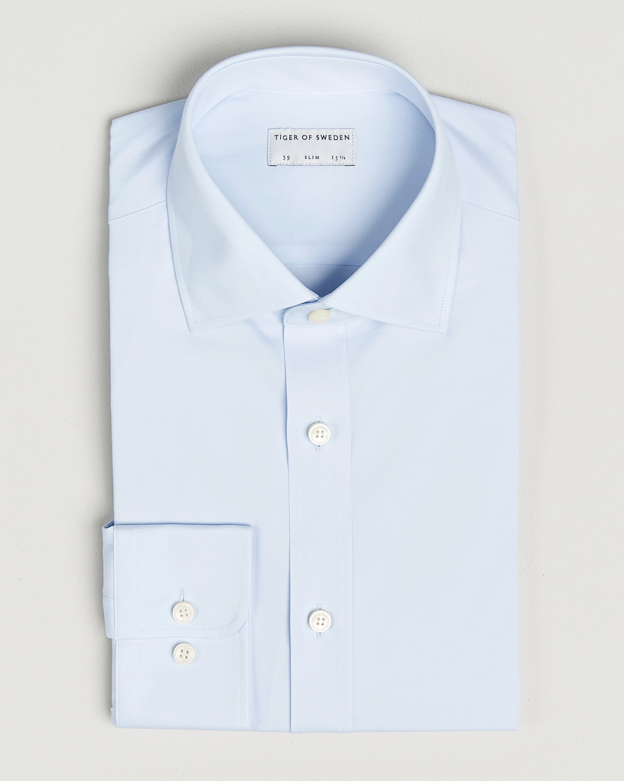 Heren | Overhemden | Tiger of Sweden | Adley Slim Fit Cut Away Shirt Light Blue