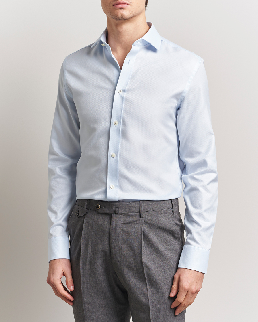 Heren | Overhemden | Tiger of Sweden | Adley Structured Slim Fit Cut Away Shirt Light Blue