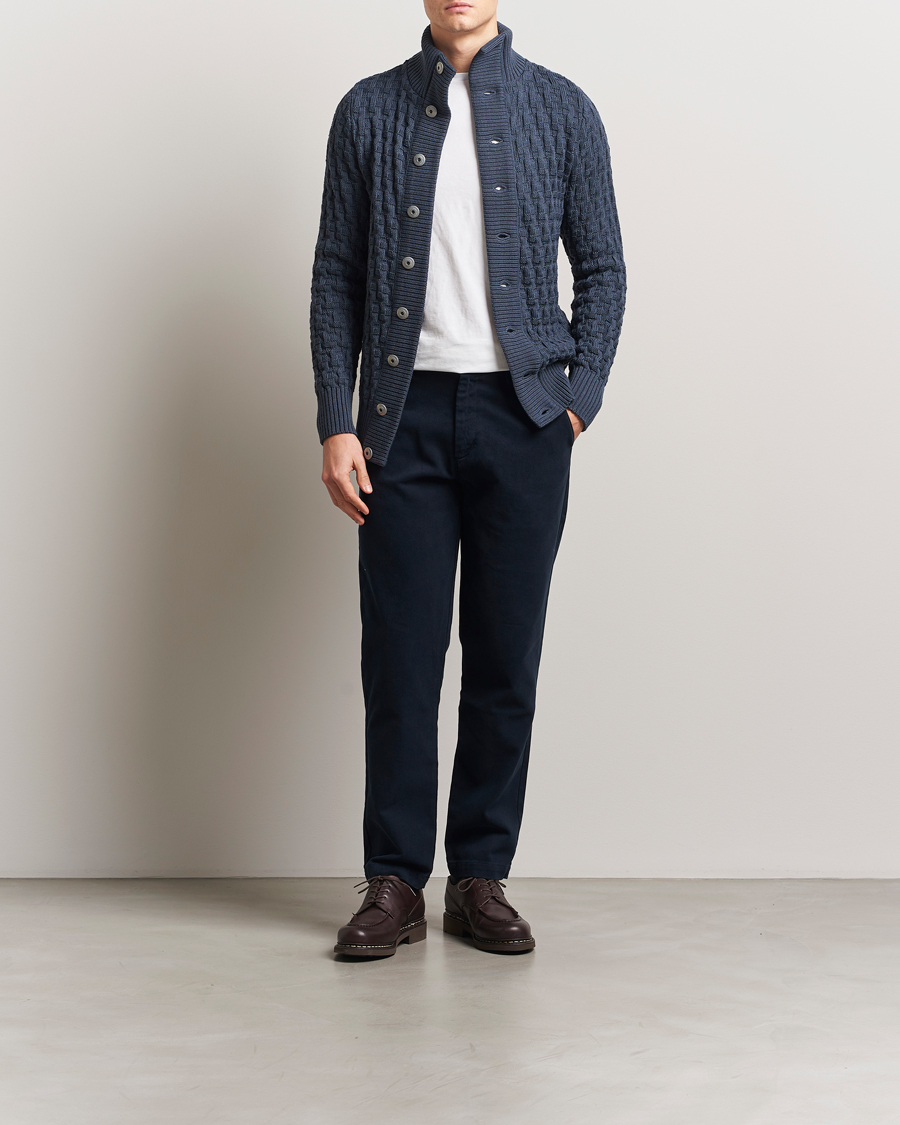 Heren | Truien | S.N.S. Herning | Stark Cable Cardigan Faded Mineral Blue