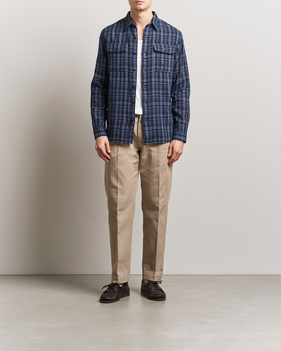 Heren | Overhemden | RRL | Matlock Double Pocket Shirt Indigo Plaid