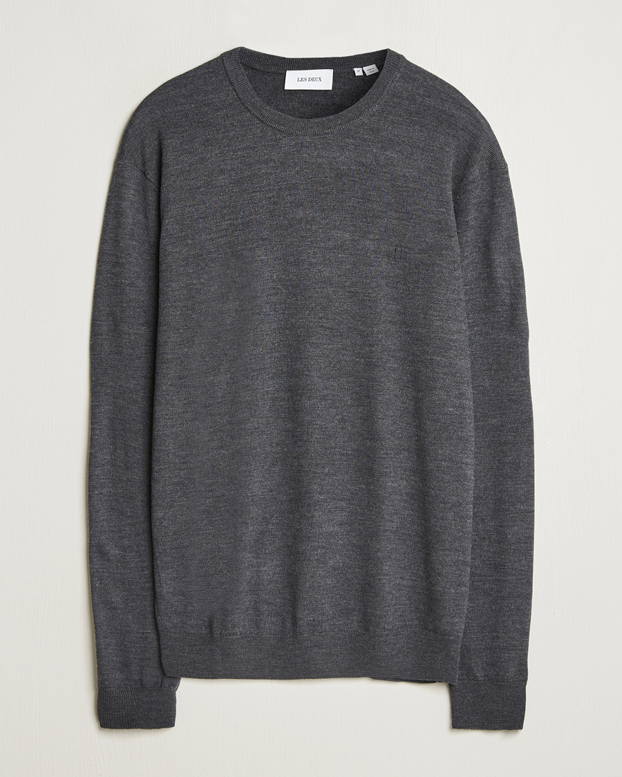 Heren | Truien | LES DEUX | Greyson Merino Knit Dark Grey Melange