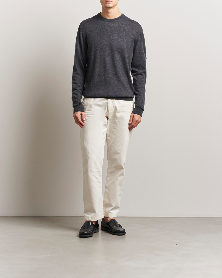 Heren | Truien | LES DEUX | Greyson Merino Knit Dark Grey Melange