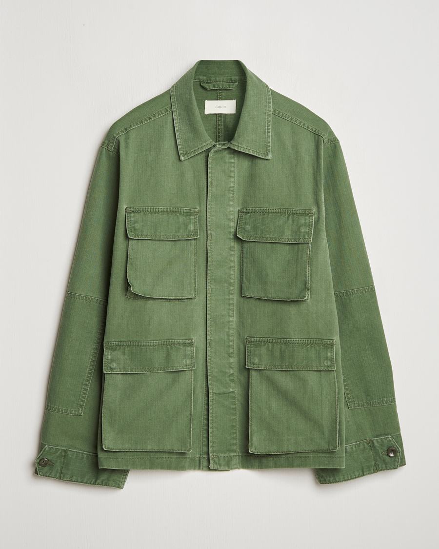 Heren | Overhemden | Jeanerica | Luc Herringbone Overshirt Chevron Green