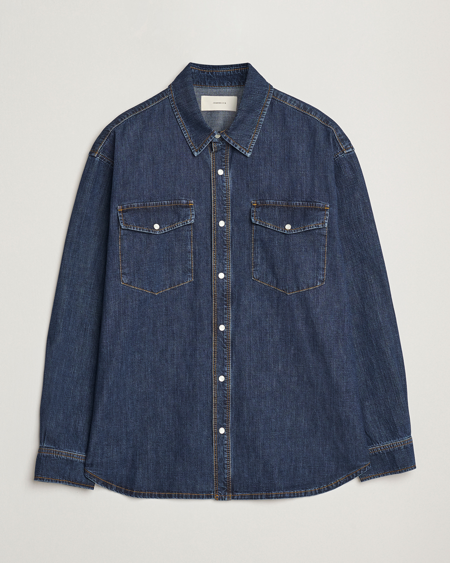 Heren | Overhemden | Jeanerica | Arno Denim Shirt Dark Blue Vintage