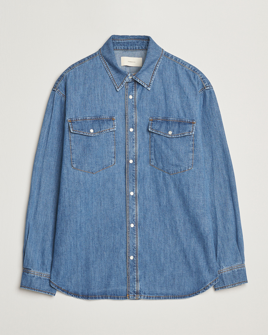 Heren | Overhemden | Jeanerica | Arno Denim Shirt Light Blue Vintage