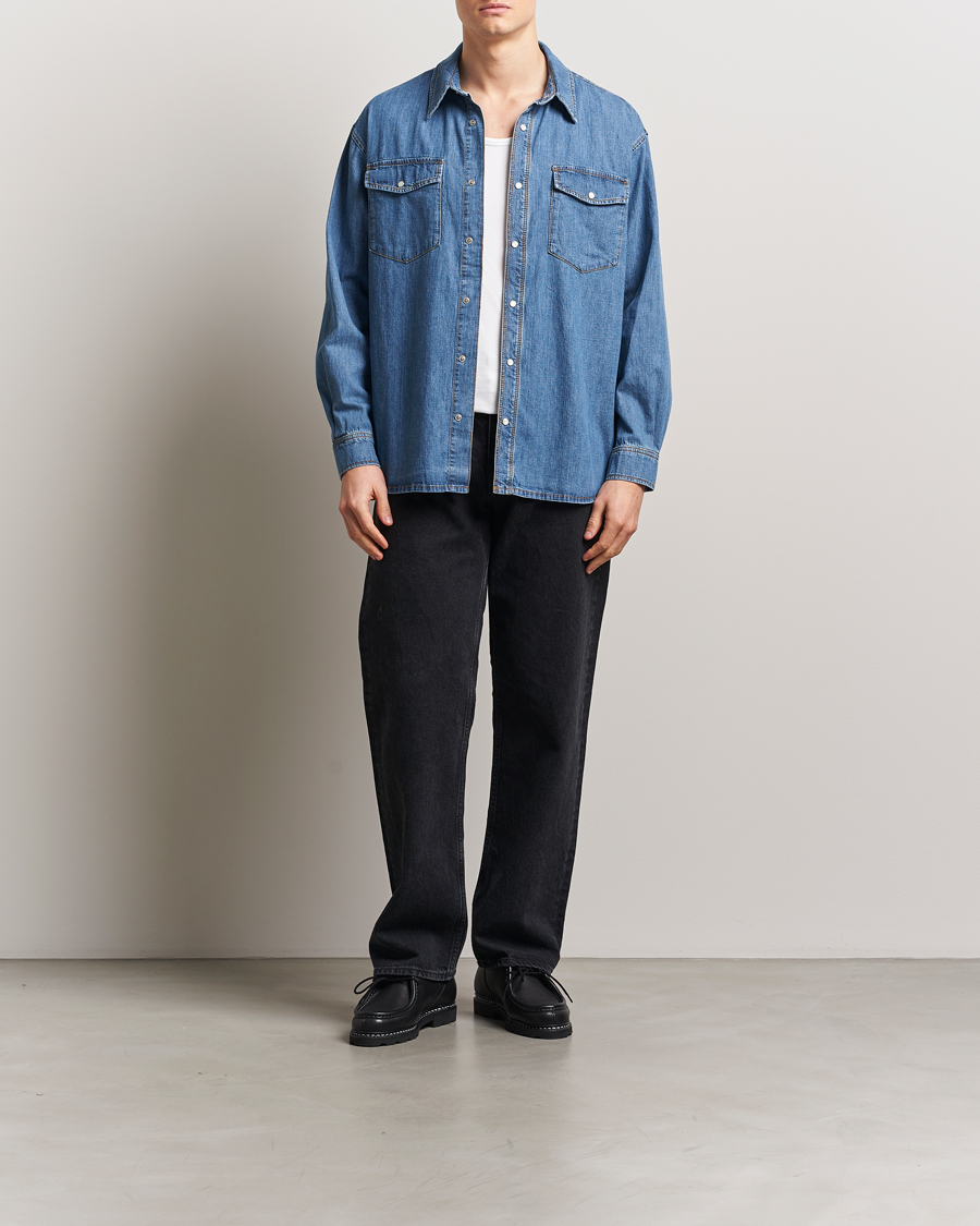 Heren | Overhemden | Jeanerica | Arno Denim Shirt Light Blue Vintage