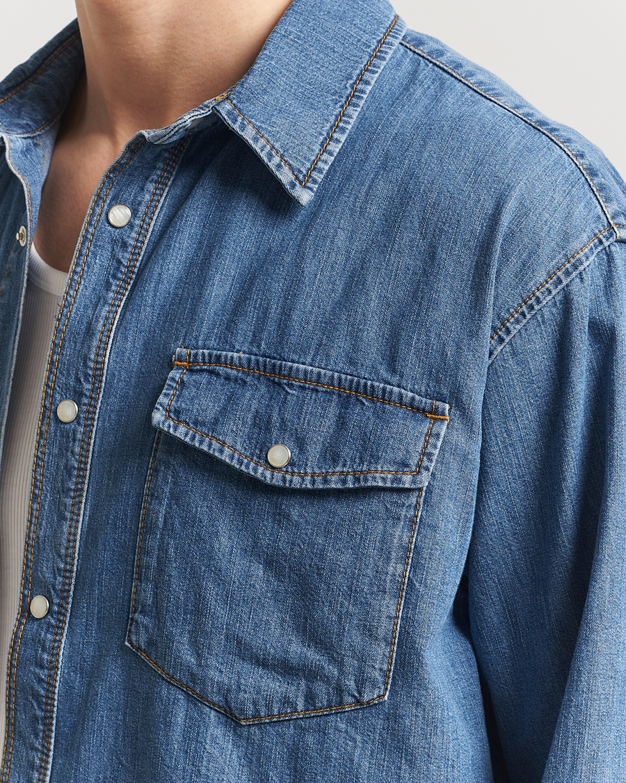 Heren | Overhemden | Jeanerica | Arno Denim Shirt Light Blue Vintage