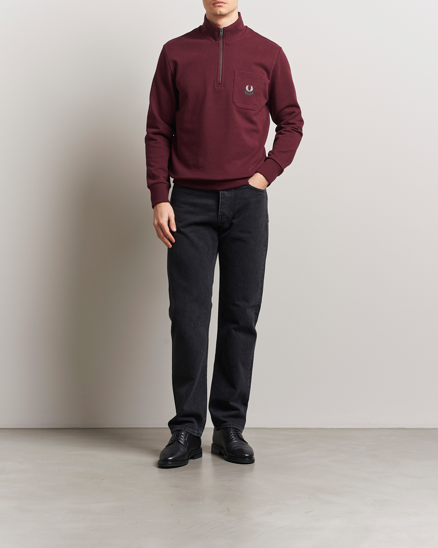 Heren | Truien | Fred Perry | Embroidered Champion Half Zip Oxblood