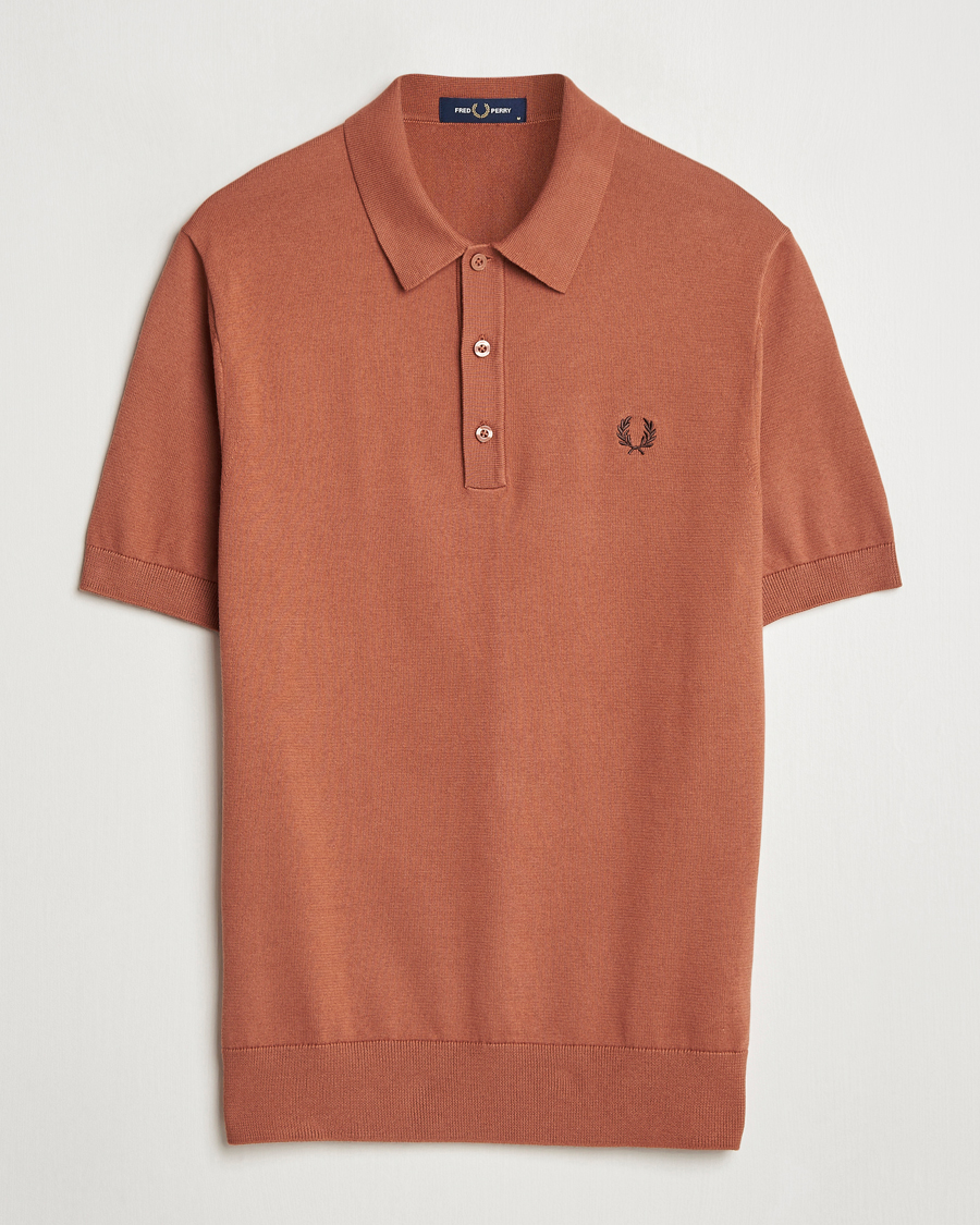 Heren | Polo's | Fred Perry | Cotton Knitted Polo Cinnamon Brown