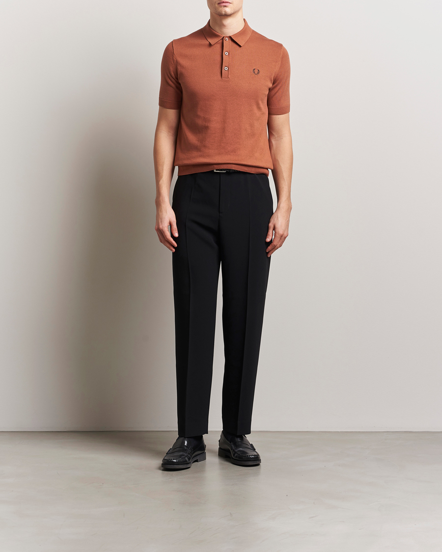 Heren | Polo's | Fred Perry | Cotton Knitted Polo Cinnamon Brown