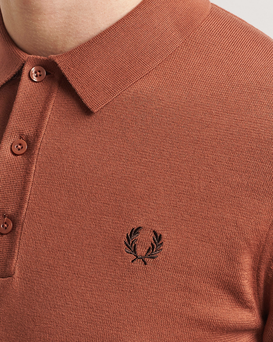 Heren | Polo's | Fred Perry | Cotton Knitted Polo Cinnamon Brown