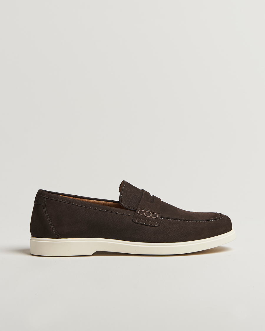 Heren | Instappers | Loake 1880 | Como Nubuck Loafers Dark Brown