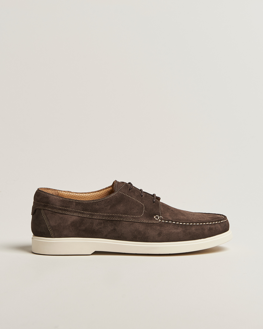 Heren | Instappers | Loake 1880 | Sardinia Suede Boat Shoe Loafers Anthracite