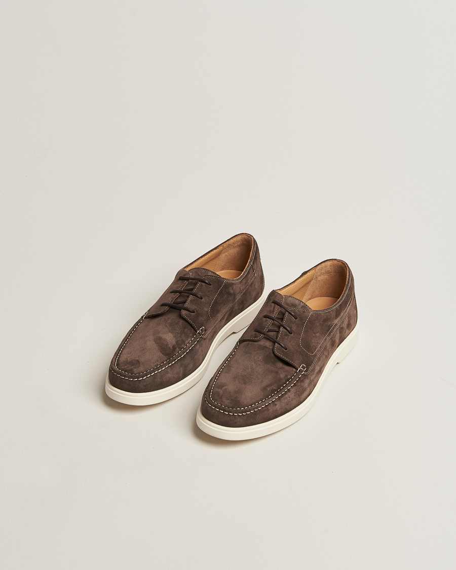 Heren | Instappers | Loake 1880 | Sardinia Suede Boat Shoe Loafers Anthracite