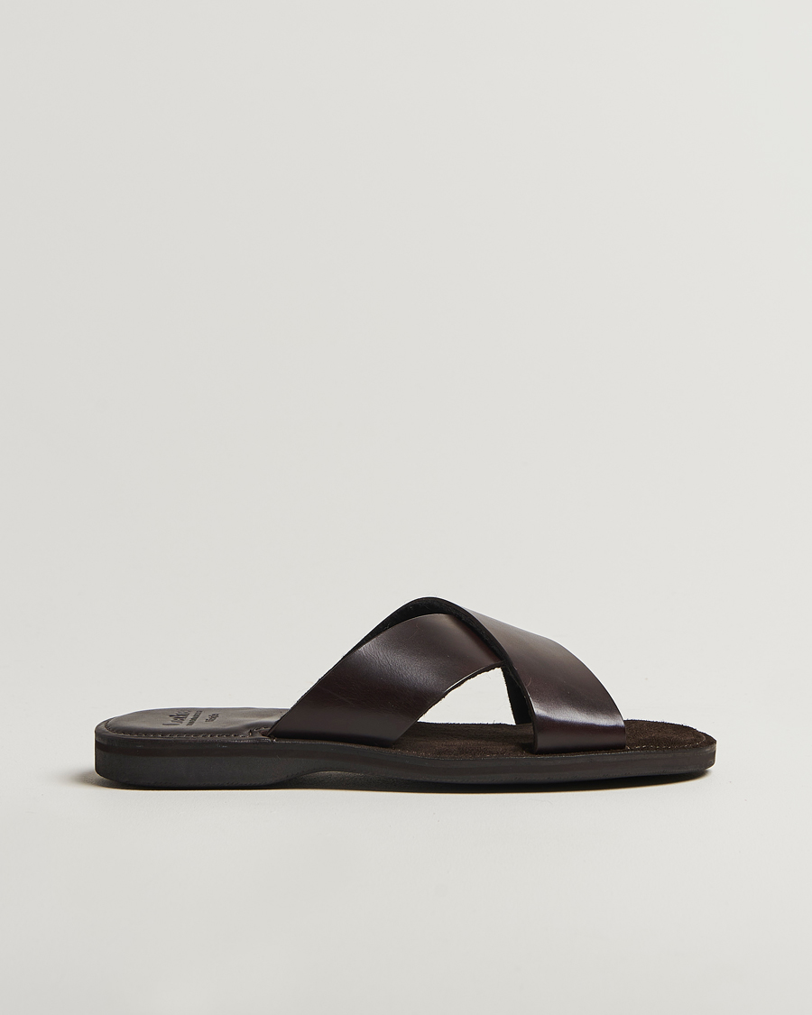 Heren | Sandalen slides | Loake 1880 | Gozo Leather Sandal Dark Brown