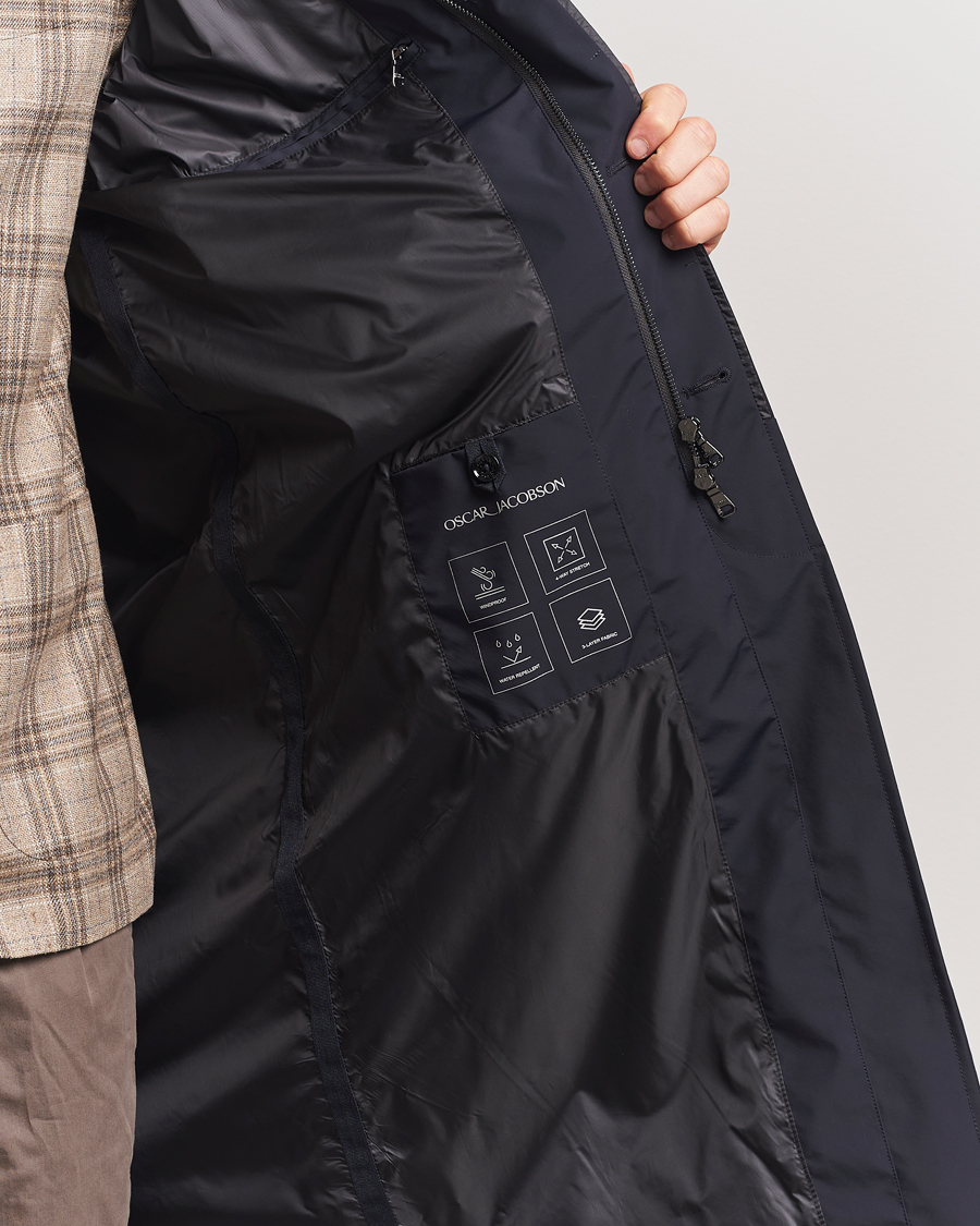 Heren | Jassen | Oscar Jacobson | Long Nylon Raglan Coat Navy