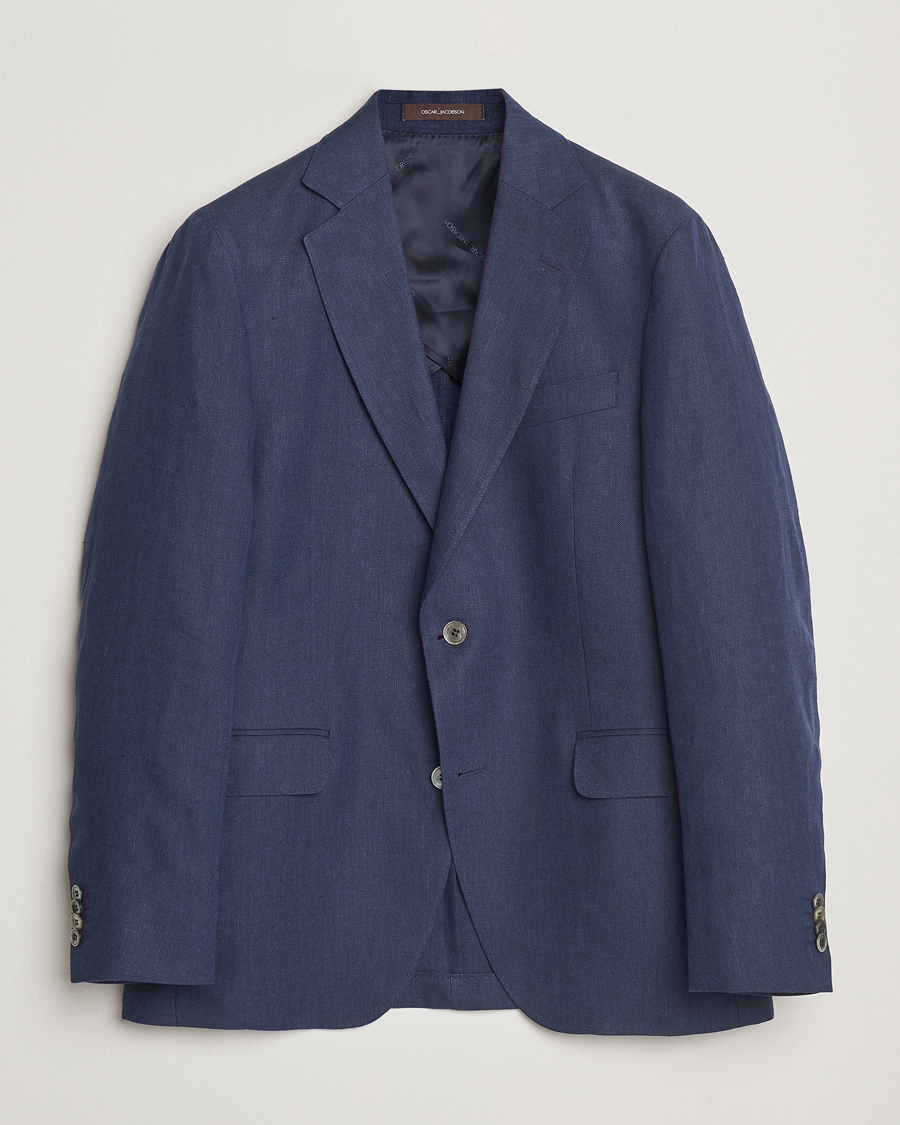 Heren | Blazers | Oscar Jacobson | Ferry Soft Linen Blazer Navy