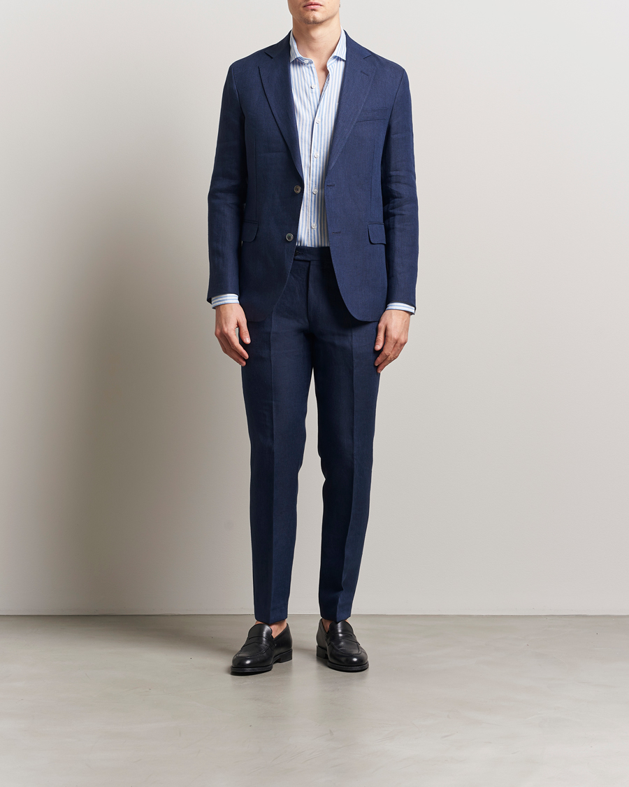 Heren | Blazers | Oscar Jacobson | Ferry Soft Linen Blazer Navy