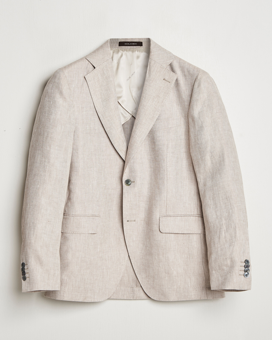 Heren | Blazers | Oscar Jacobson | Ferry Soft Linen Blazer Beige