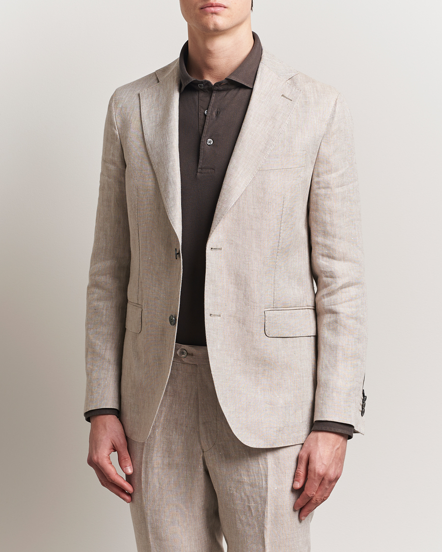 Heren | Blazers | Oscar Jacobson | Ferry Soft Linen Blazer Beige