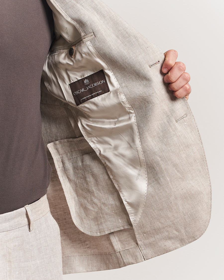 Heren | Blazers | Oscar Jacobson | Ferry Soft Linen Blazer Beige
